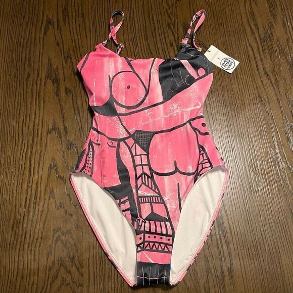 Swiminista X James Peter Henry Pink Black Beach Activities One Piece Swimsuit, X - Picture 1 of 7